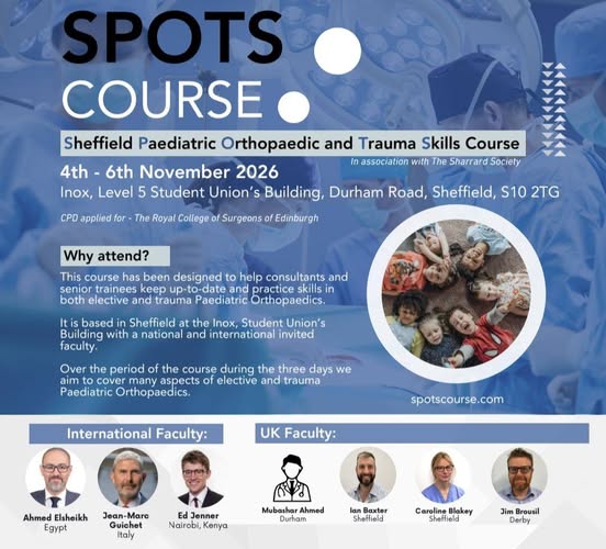 Sheffield Paediatric Orthopaedic and Trauma Skills Course 2026 Poster featuring Prof Dr Ahmed Elsheikh